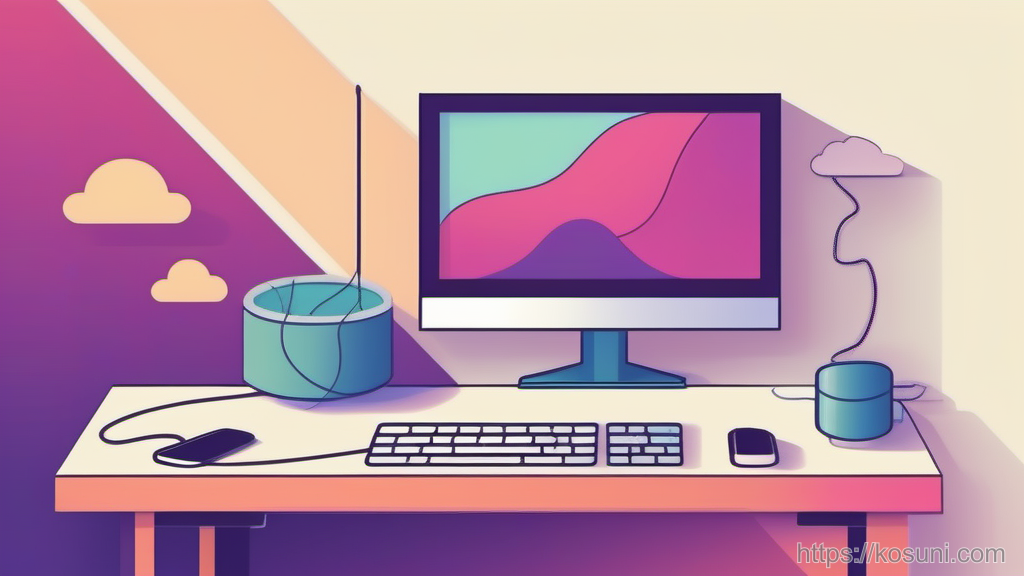 Tangled cables between device and cloud icon