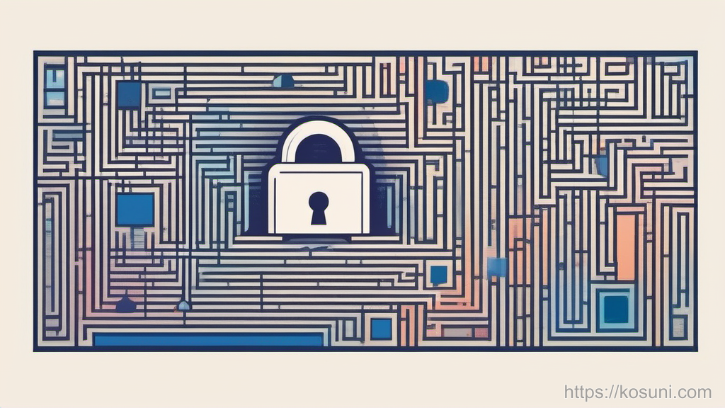 Padlock trapped in a looping arrow maze