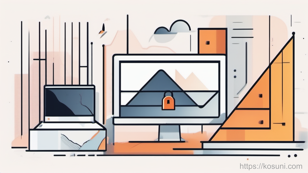 Download arrow blocked by padlock with unstable Wi‑Fi symbol