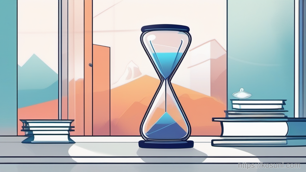 Cracked hourglass leaking tokens beside a small lock