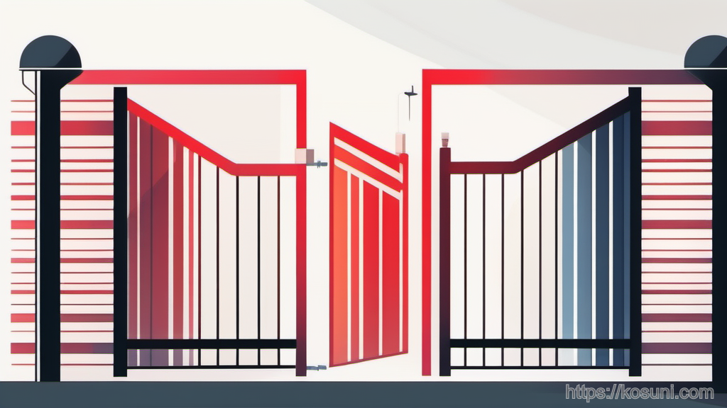 Locked gate blocking a network signal path illustration