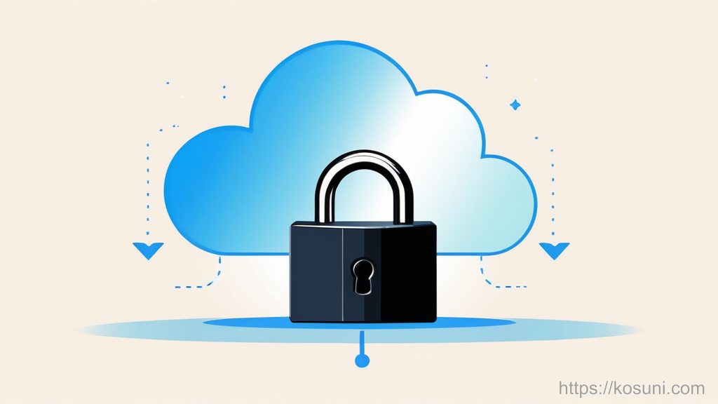 Locked cloud backup with paused sync arrow on desk