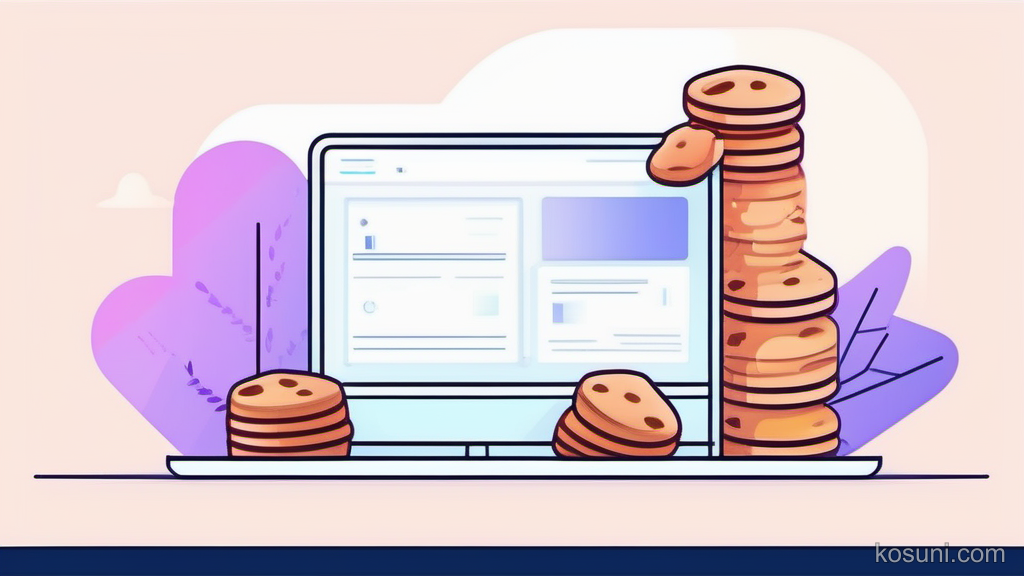 Cookie and cache icons next to a browser window