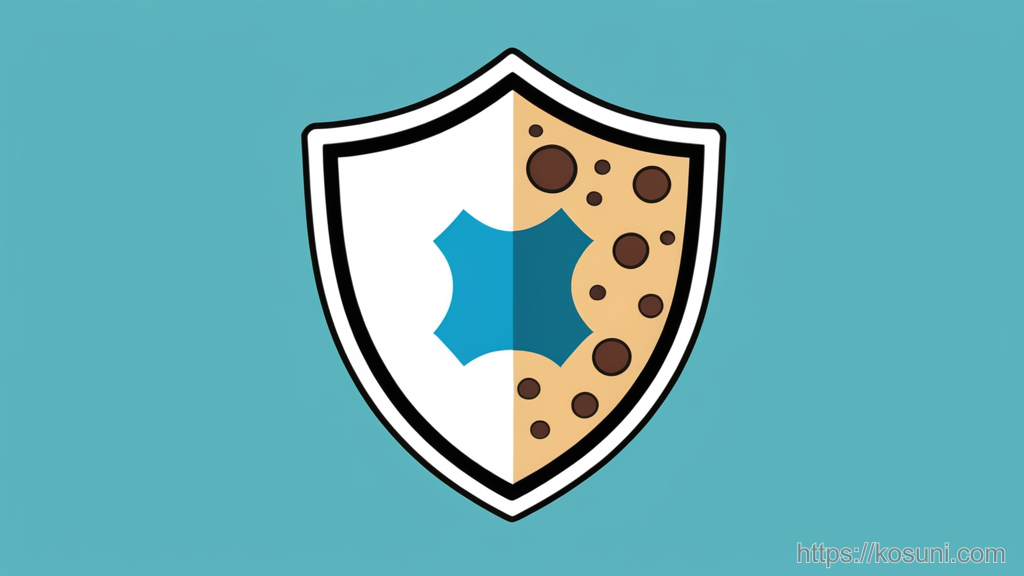 Shield and cracked cookie icon for privacy and cookie issues
