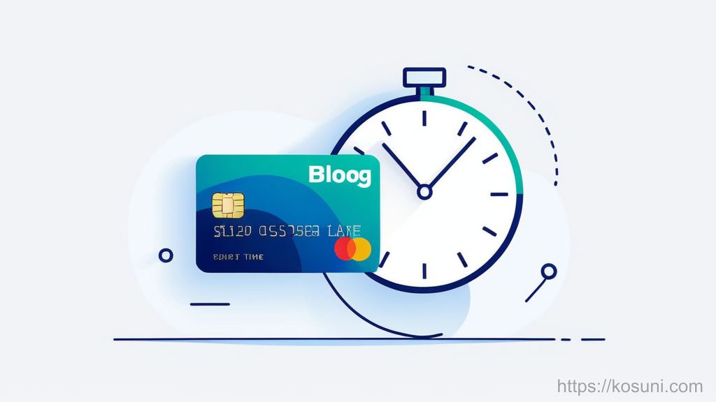 Credit card linked to a small clock icon
