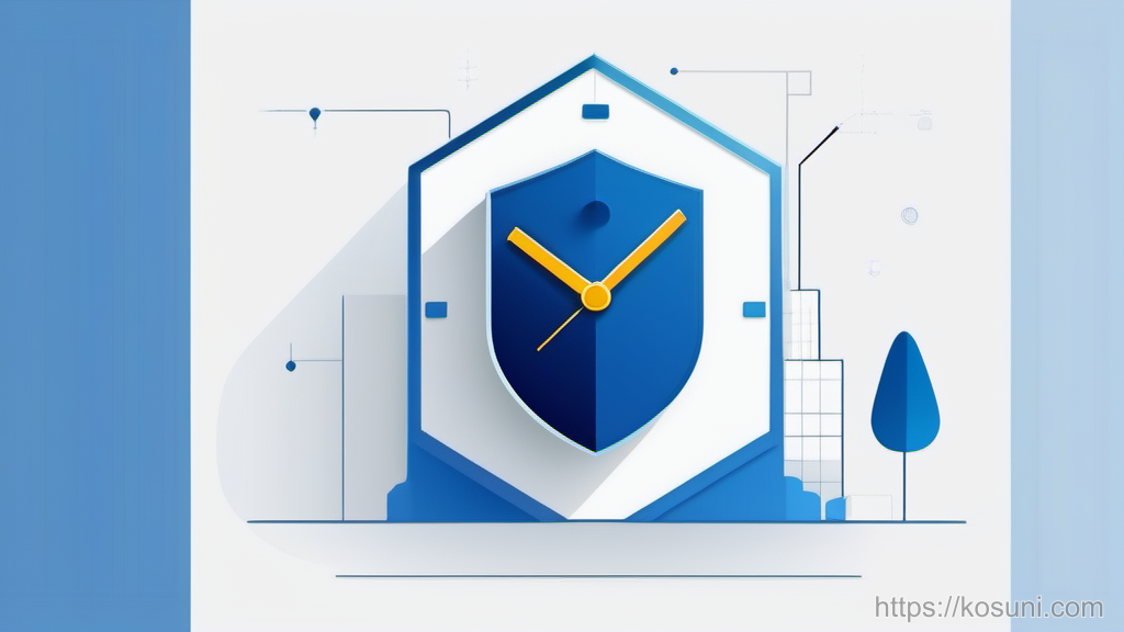 Clock and shield indicating time and secure network checks