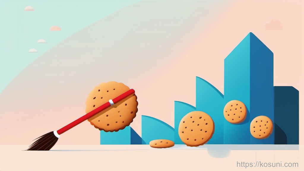 Broom sweeping away cookie-like crumbs