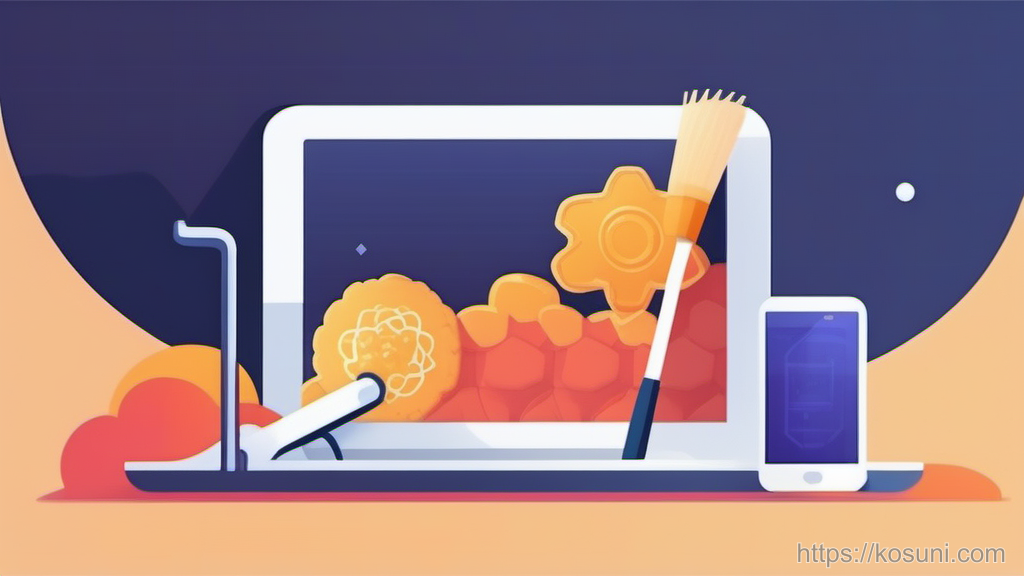 Phone clearing cache and cookies with broom icon