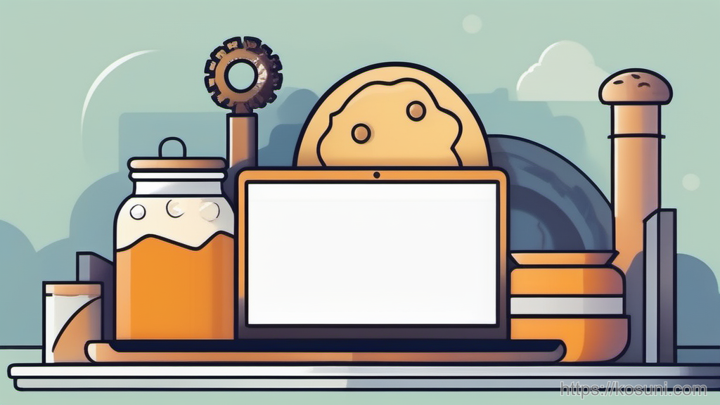 Laptop with cookie jar and settings gear icon